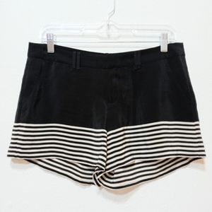 Joie Bismark Silk Voile Striped Shorts in Caviar Black and White Stripe Size XS
